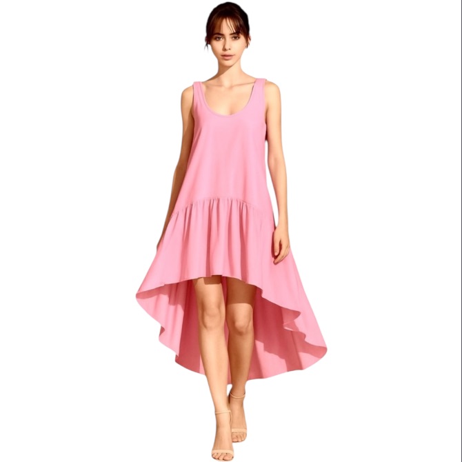 Monica Nera Asymmetrical Cotton Summer Dress